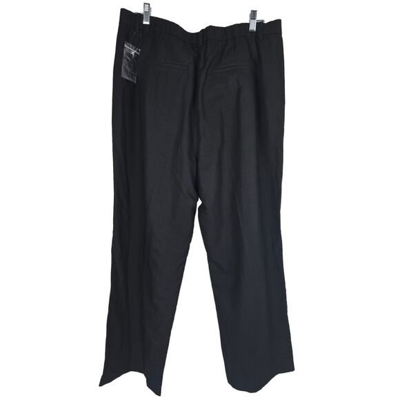 UNIQLO NWT Linen Blend Tucked Wide Pants Women Black Dress Pants XXL - Picture 2 of 4